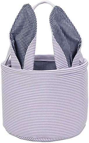 Easter Basket Seersucker Egg Hunt Bunny Baskets for Kids with Cute Rabbit Ears Stripe Storage Gifts  | Amazon (US)