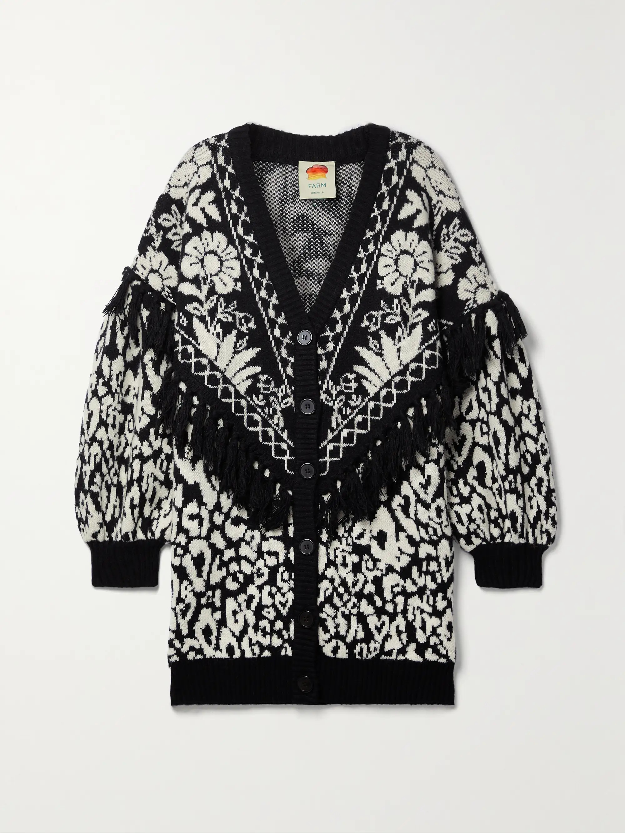 Fringed jacquard-knit cardigan | NET-A-PORTER (US)