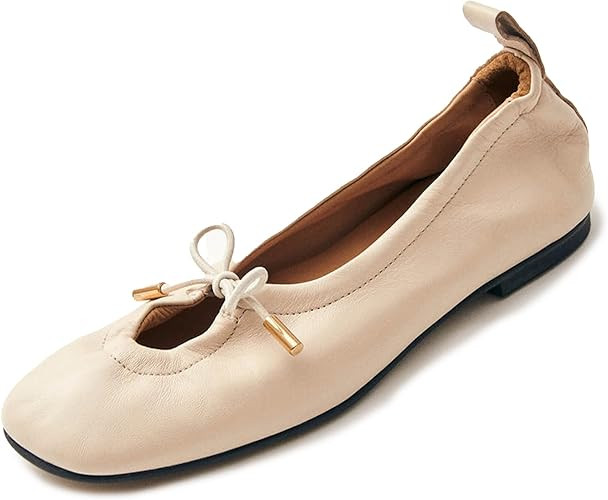 Women Ballet Flats Square Toe Lace Up Bow Ballerina Shoes Cute Slip On Casual Mary Jane Shoes | Amazon (US)
