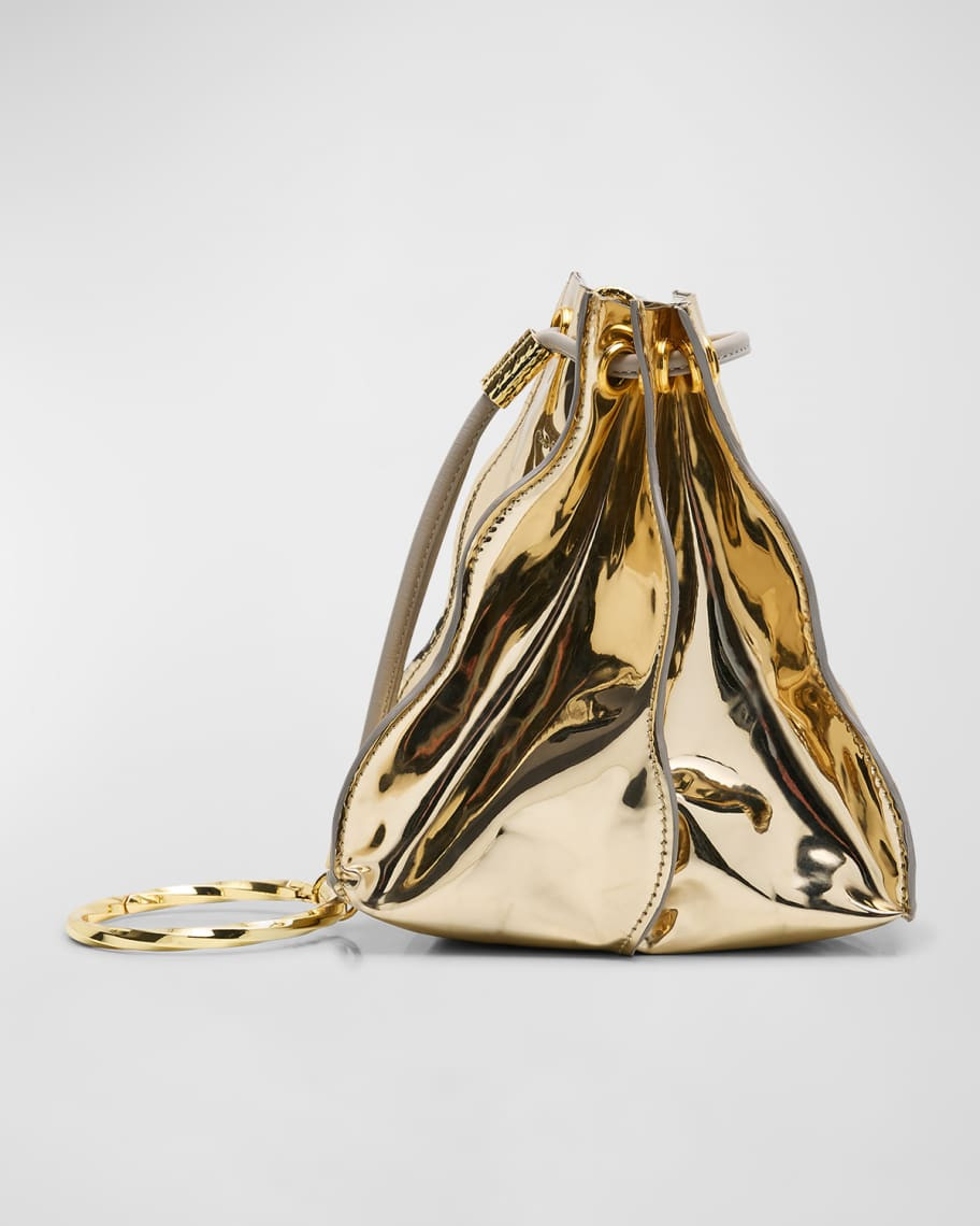 Adria Pleated Wave Metallic Pochette Crossbody Bag | Neiman Marcus