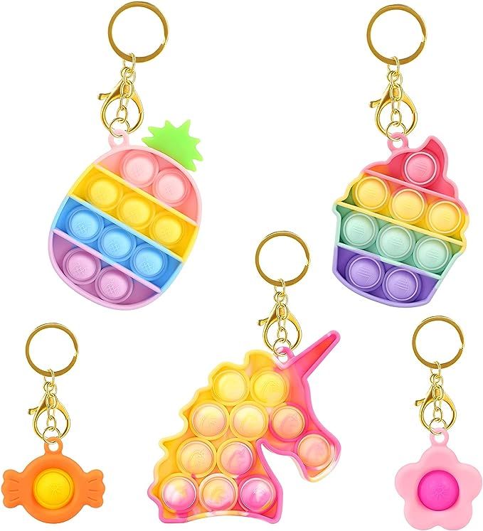 HiUnicorn Mini Keychains with Popping Sound Unicorn Fidget Toys Pack for Girls, Pineapple Ice Cre... | Amazon (US)