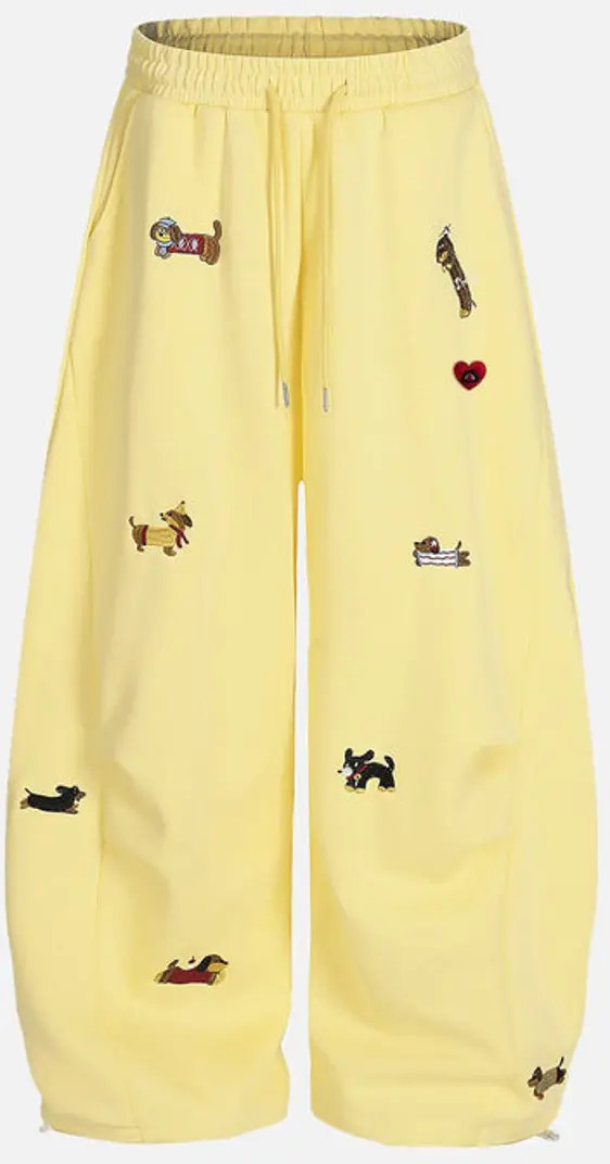 Embroidery Dog Baggy Barrel Sweatpants | Nordstrom