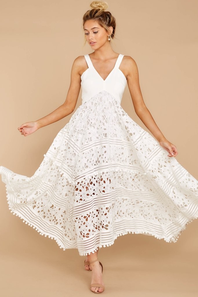 Above And Beyond White Maxi Dress | Red Dress 