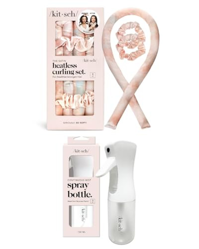 Kitsch Satin Heatless Curling Set (Sunset Tiedye) and Continuous Spray Bottle (White) Bundle with Discount | Amazon (US)
