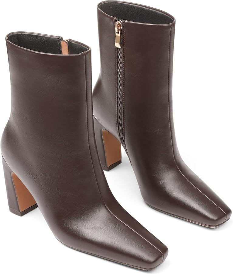 Lovee Cosee Ankle Boots for Women 2025 Chunky Heel Square Toe Heeled Boots with Zipper Comfort Fa... | Amazon (US)
