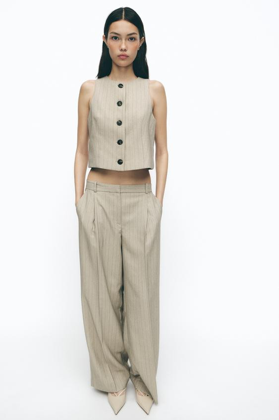 STRIPED HERRINGBONE VEST | Zara US