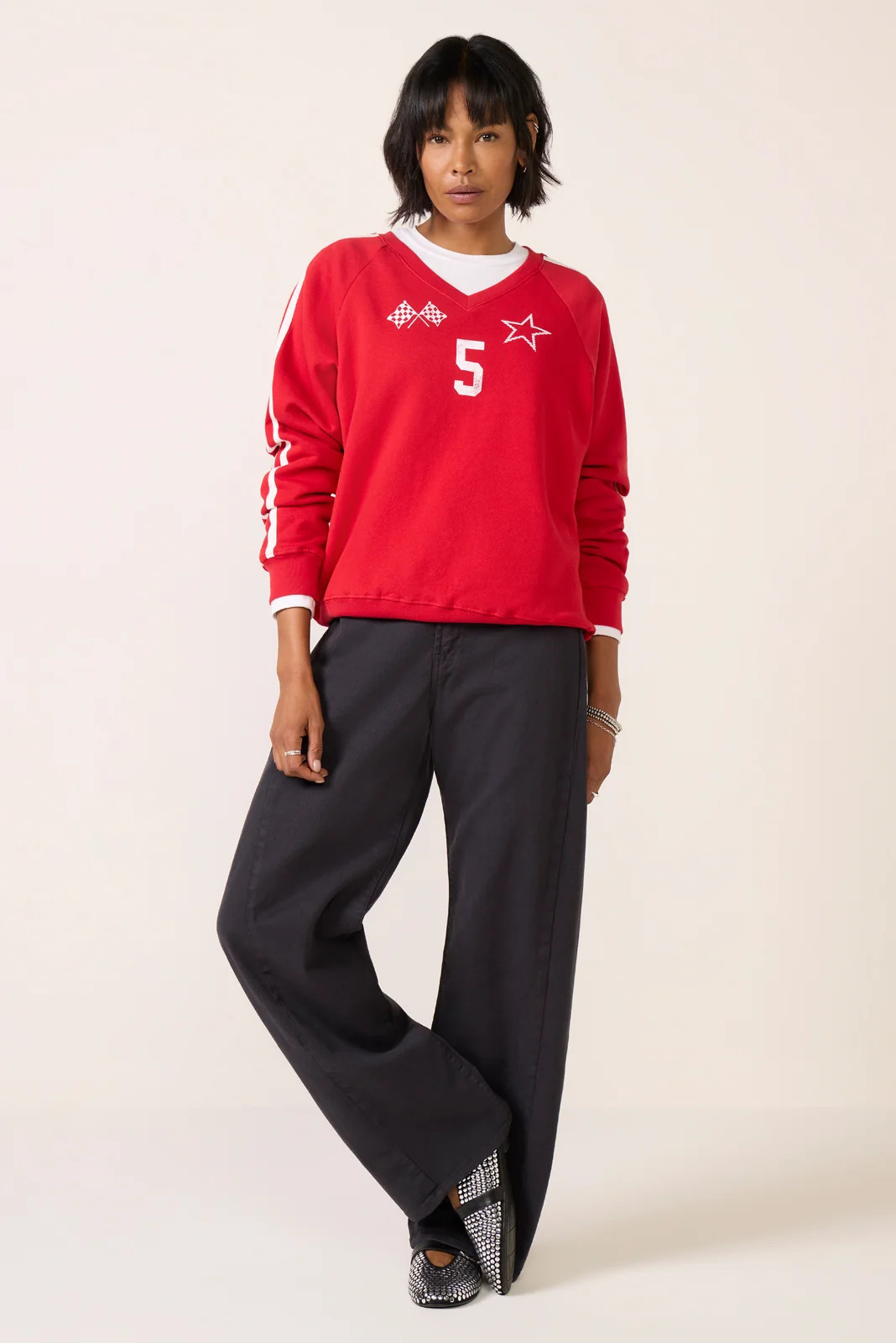 DAYDREAMER Women's 5 Star Racing Sweatshirt, Size XL, Red | Evereve