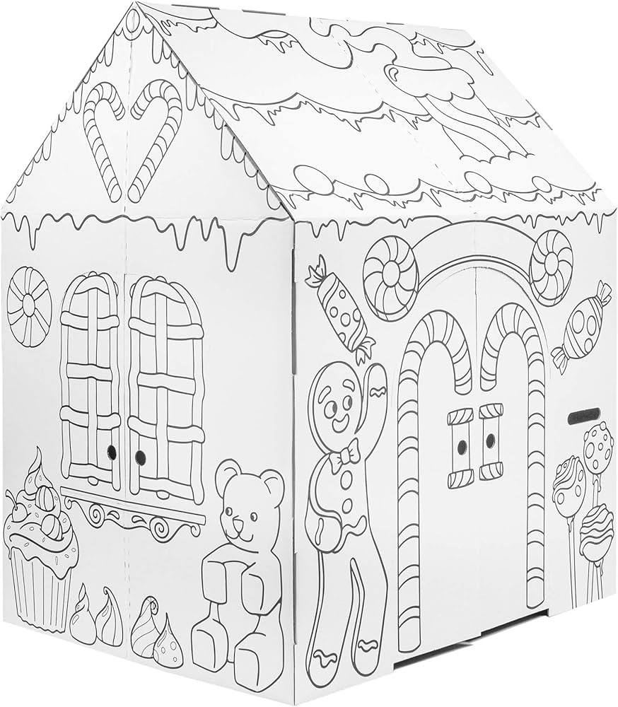 Easy Playhouse Gingerbread House - Kids Art & Craft for Indoor Fun, Color Favorite Holiday Sweets... | Amazon (US)