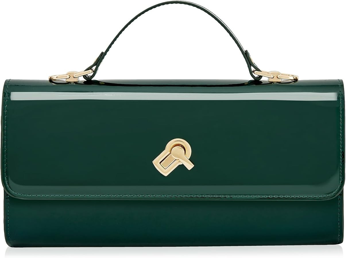 Huralona Women Metallic PU Leather Evening Clutch Purse Square Box Handbag Crossbody Shoulder Bag... | Amazon (US)