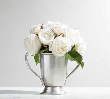Faux Composed Roses in Silver Vase | Pottery Barn (US)