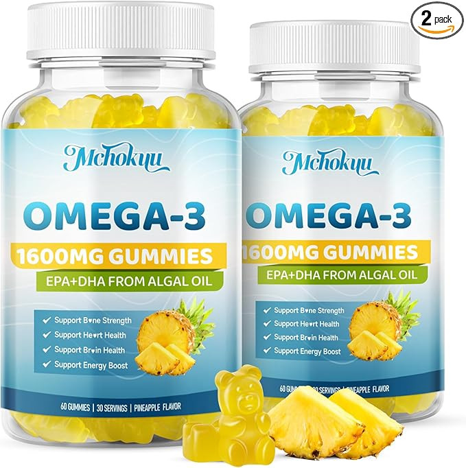 Vegan Omega-3 Gummies 1600mg EPA & DHA from Algal Oil, Fish Oil Alternative for Adults & Kids, Om... | Amazon (US)