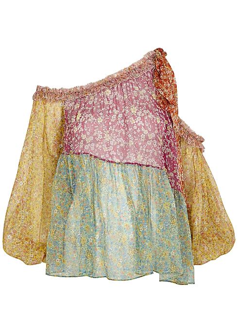 Carnaby floral-print asymmetric silk blouse | Harvey Nichols (Global)