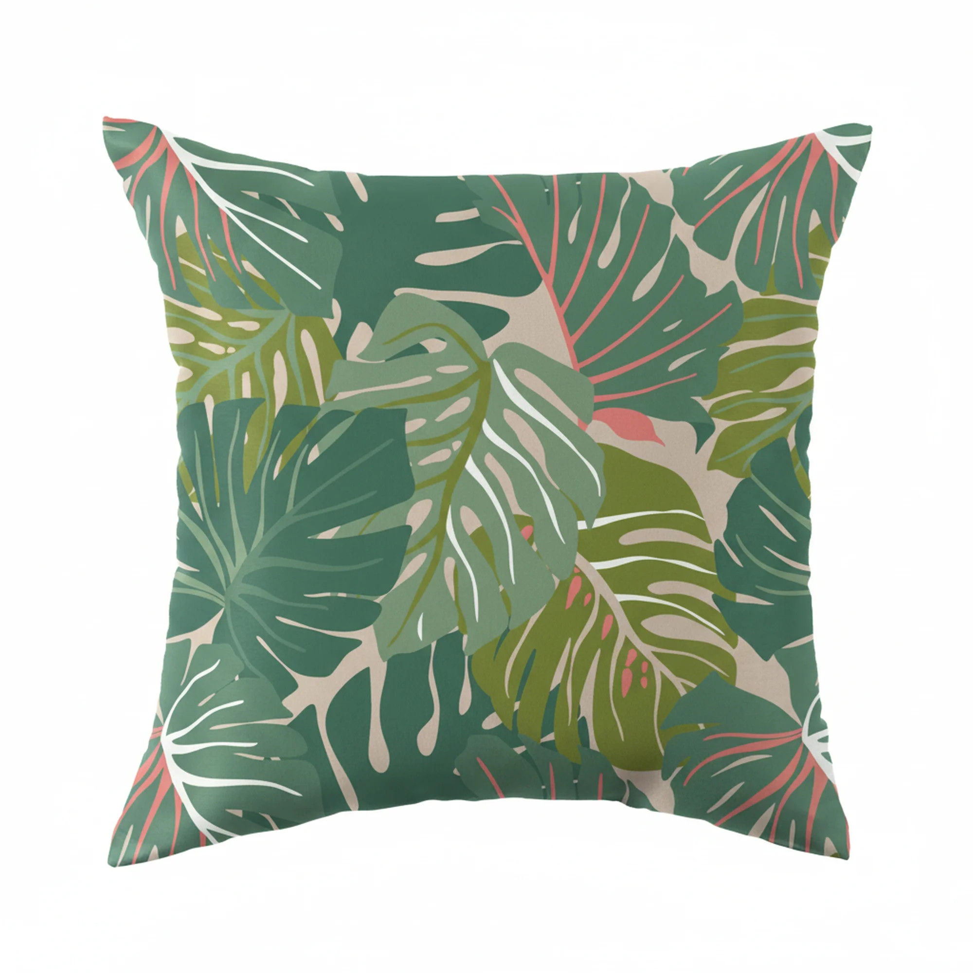 Mainstays 16 in x 16 in Tropical Monstera Outdoor Pillow, Green | Walmart (US)