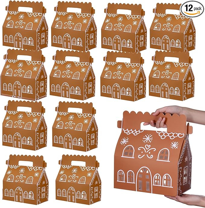 Gueevin 12 Pcs Large Gingerbread Brown House Shaped Gift Boxes 10.2 x 8.7 x 5.5 Inches Gingerbrea... | Amazon (US)