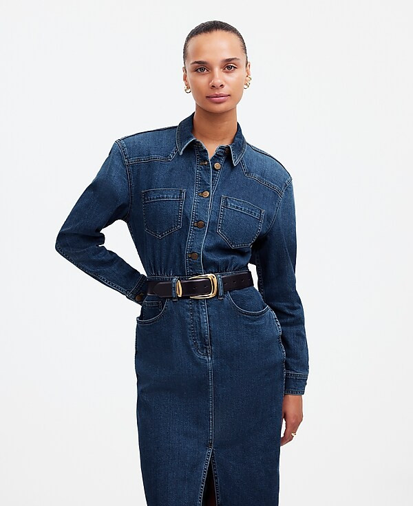 Denim Western Midi Shirtdress in Laselle Wash | Madewell | Madewell