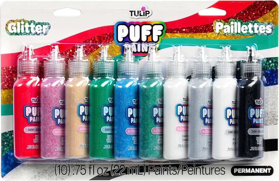 Tulip Glitter Puff Paint Pack, Permanent Multi-Surface Craft Paint for Drawing, Marbling, Hand Le... | Amazon (US)