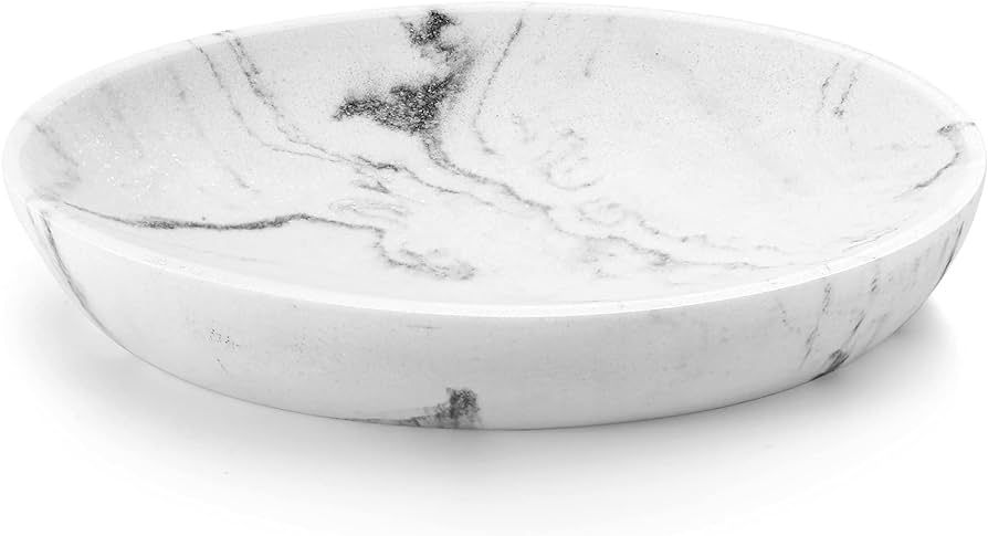 Luxspire Soap Dish, Resin Soap Tray Soap Holder Container Box, Marble Pattern Oval Soap Plate Cas... | Amazon (US)