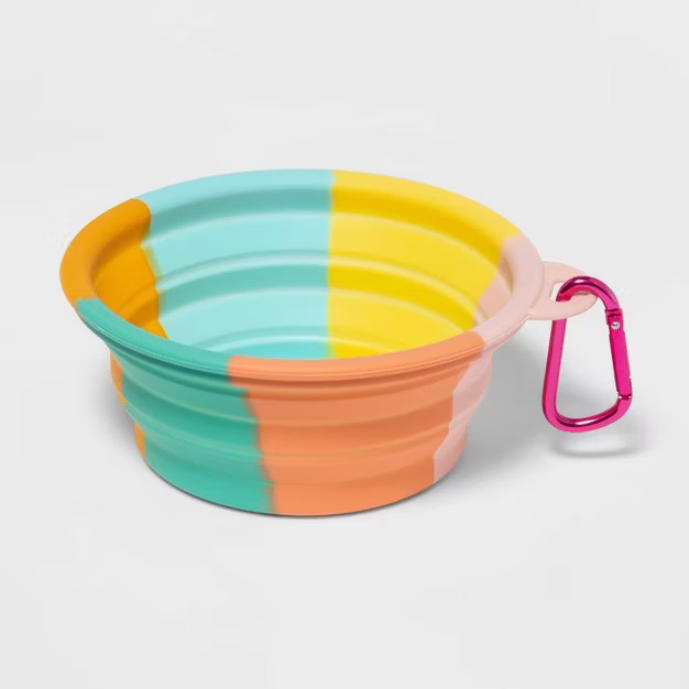 Collapsible Dog Bowl with Carabiner - Tye Dye Warm - Sun Squad™ | Target