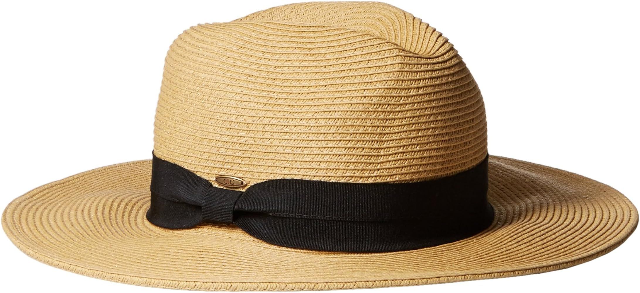 Lightweight Solid Color Band Braided Panama Fedora Sun Hat | Amazon (US)