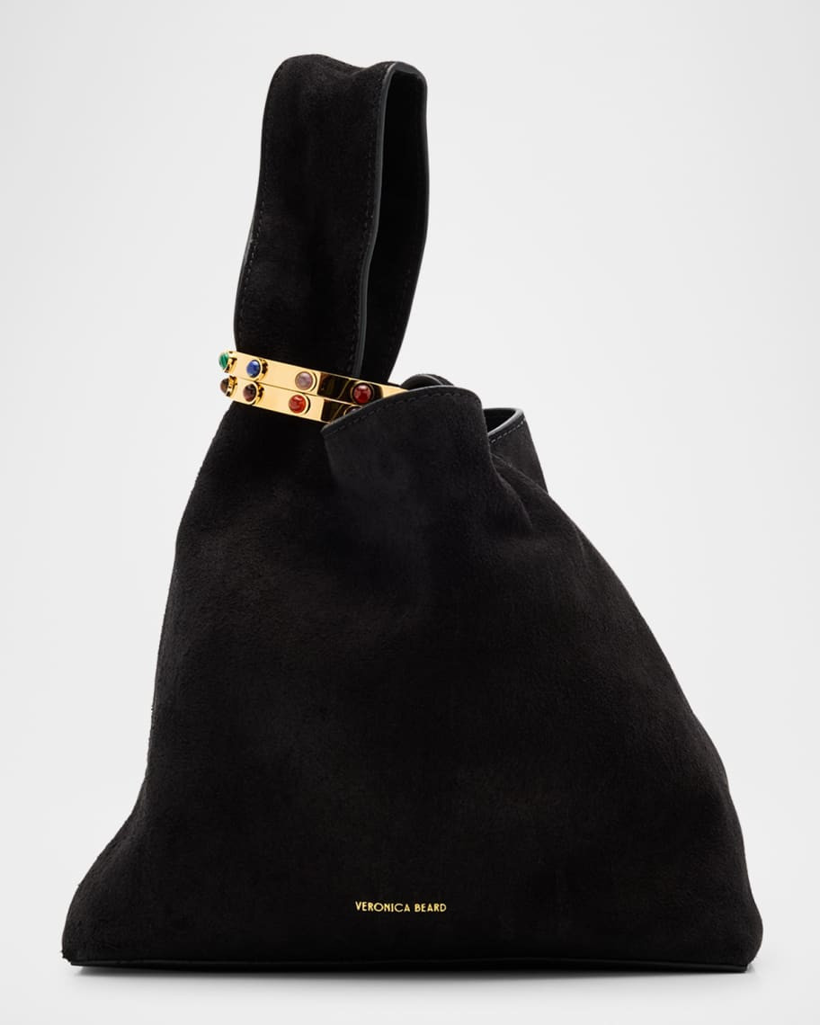 Veronica Beard Swing Bracelet-Embellished Suede Wristlet Bag | Neiman Marcus
