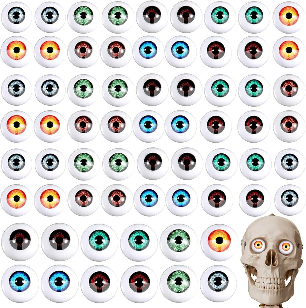 64 pieces Halloween Eyeballs Scary Realistic Eyes Plastic Half Eyeballs Props Horror Mask Doll Ey... | Amazon (US)