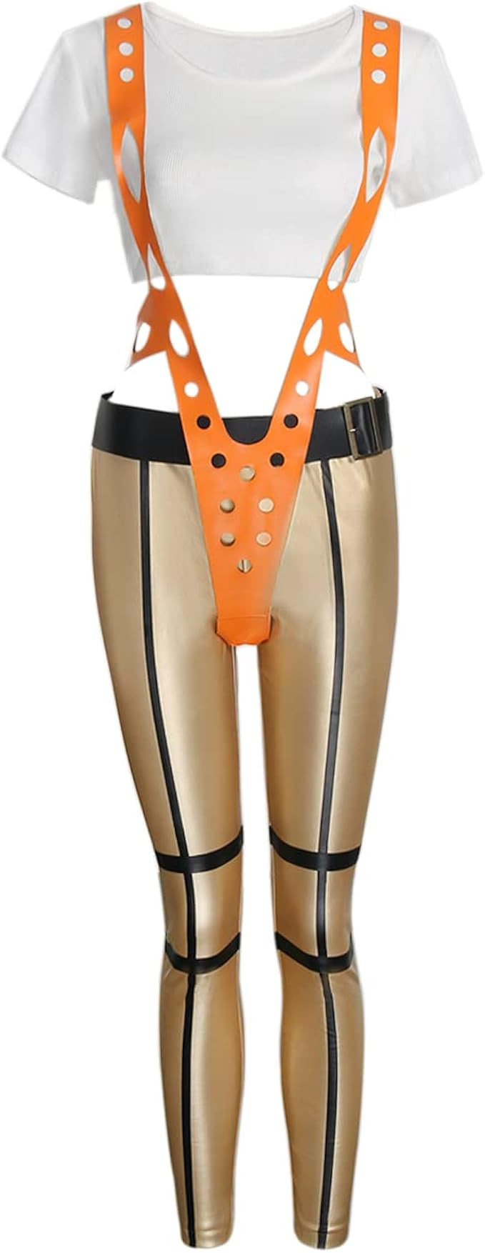 LOADREAM The 5th Fifth Element Role Play Leeloo Costume Orange Suspender Sexy Bodysuit Women Adul... | Amazon (US)