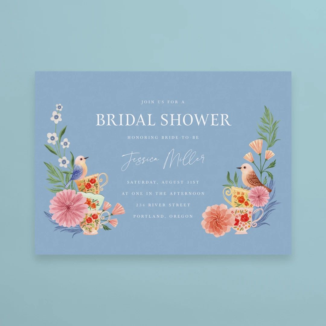 Garden Tea Party Blue Bridal Shower | Postable | Postable