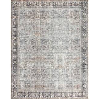LOLOI II Wynter Grey/Charcoal 3 ft. 6 in. x 5 ft. 6 in. Traditional 100% Polyester Pile Area Rug ... | The Home Depot