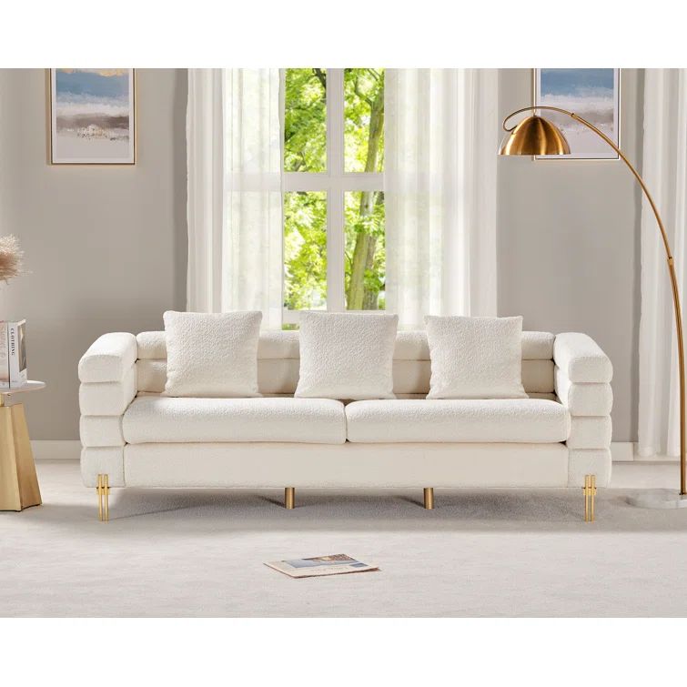 Eatonton Bouclé Sofa Couch 3 Seater Sofa for Living Room Oversized Sofa | Wayfair North America