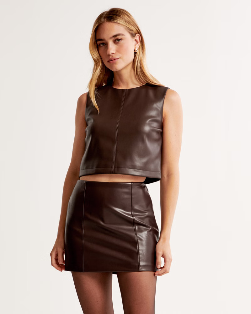 Vegan Leather Mini Skort | Abercrombie & Fitch (US)