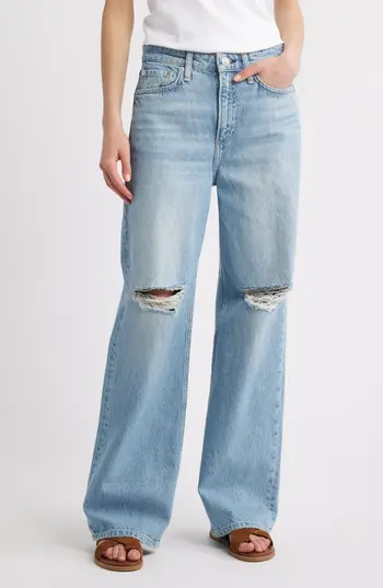 rag & bone Logan Distressed Mid Rise Wide Leg Jeans in Ludlow at Nordstrom Rack, Size 32 | Nordstrom Rack