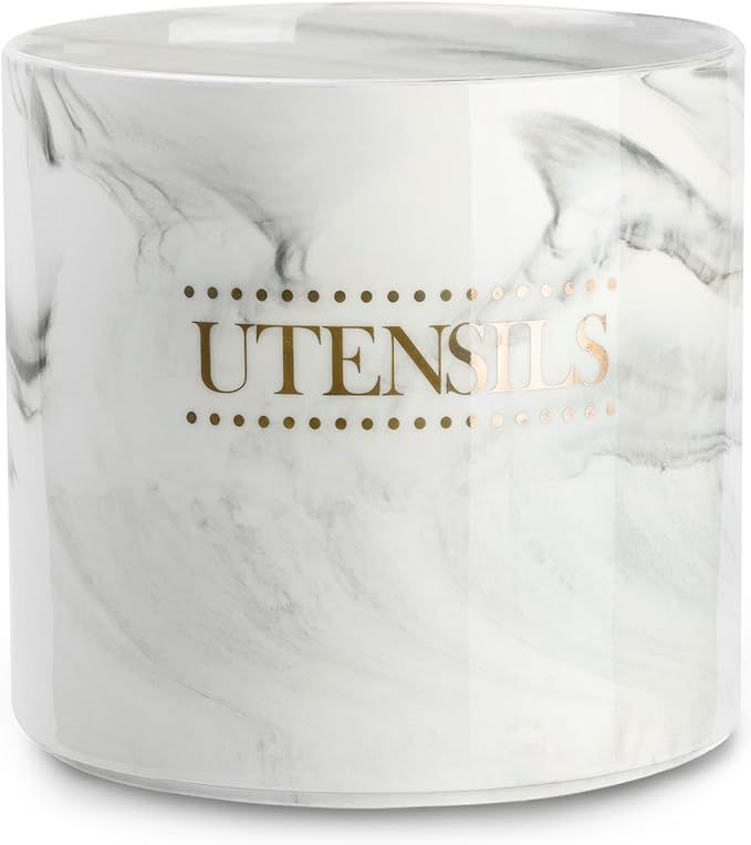 LYEOBOH Kitchen Utensil Holder, Large Porcelain Utensil Holder for Countertop, Modern Ceramic Ute... | Amazon (US)