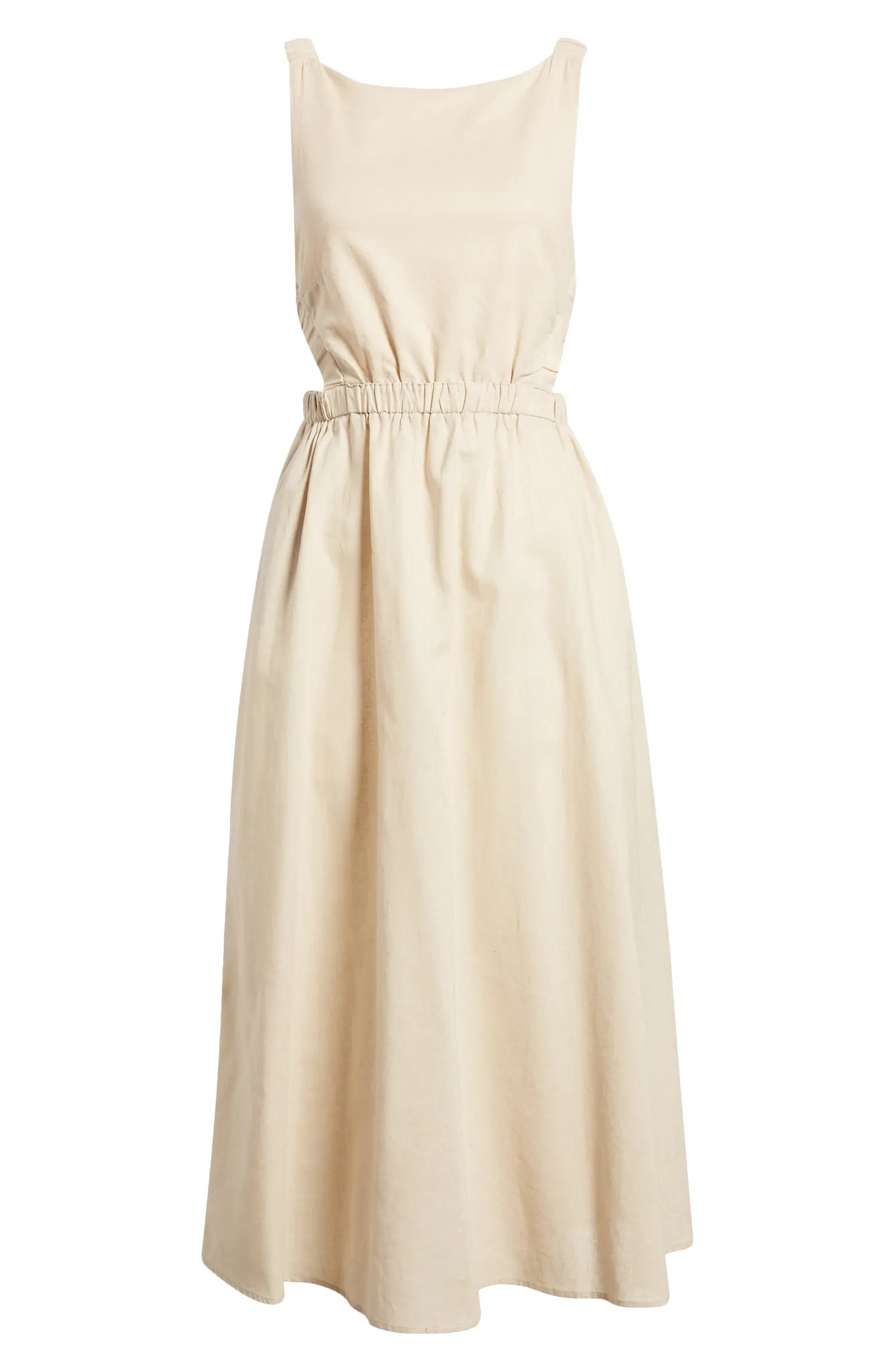 Open Back Linen & Cotton Apron Dress | Nordstrom