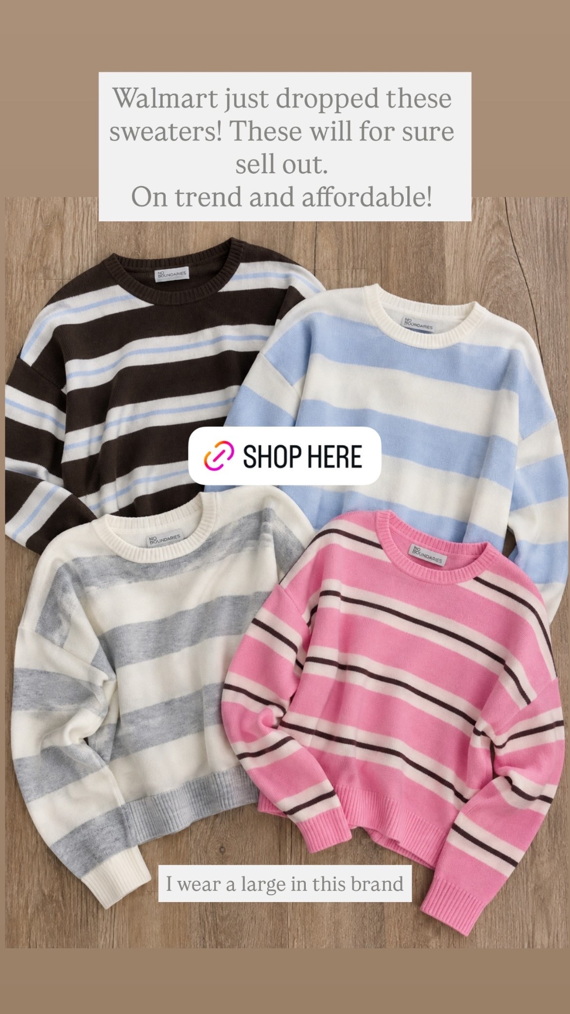 Walmart just dropped these sweaters! These will for sure sell out. 
On trend and affordable!  I wear a large in this brand