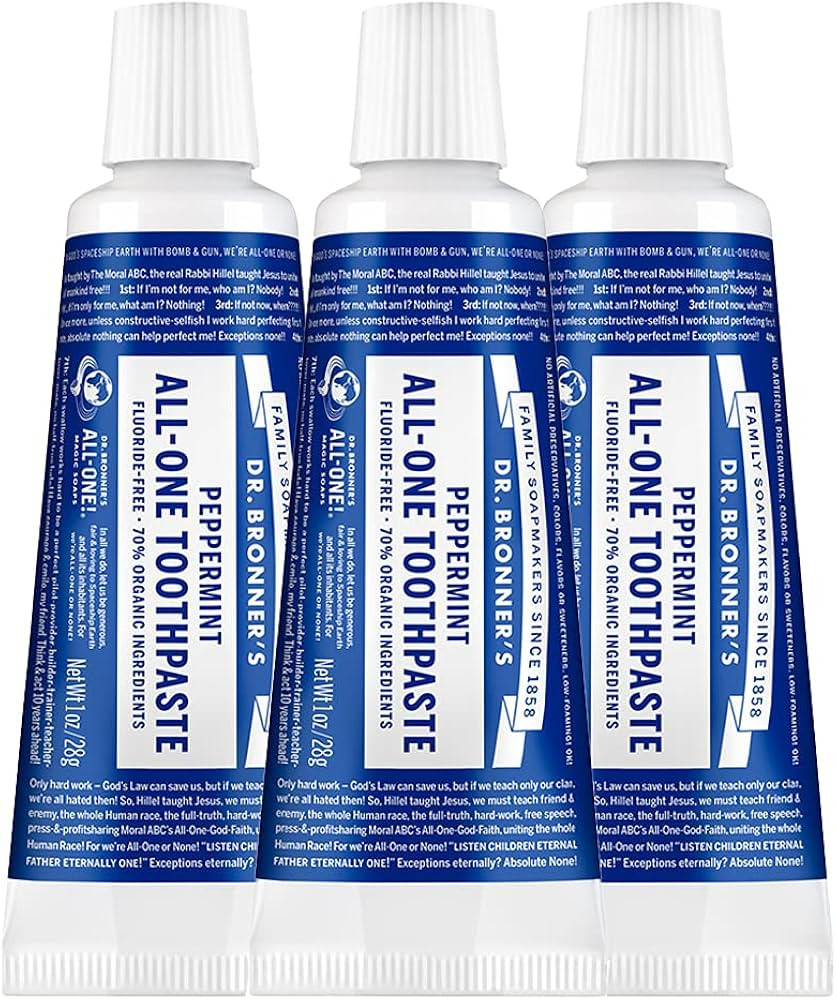Amazon.com : Dr. Bronner’s - All-One Toothpaste (Peppermint, 1 Ounce, 3-Pack) - 70% Organic Ing... | Amazon (US)