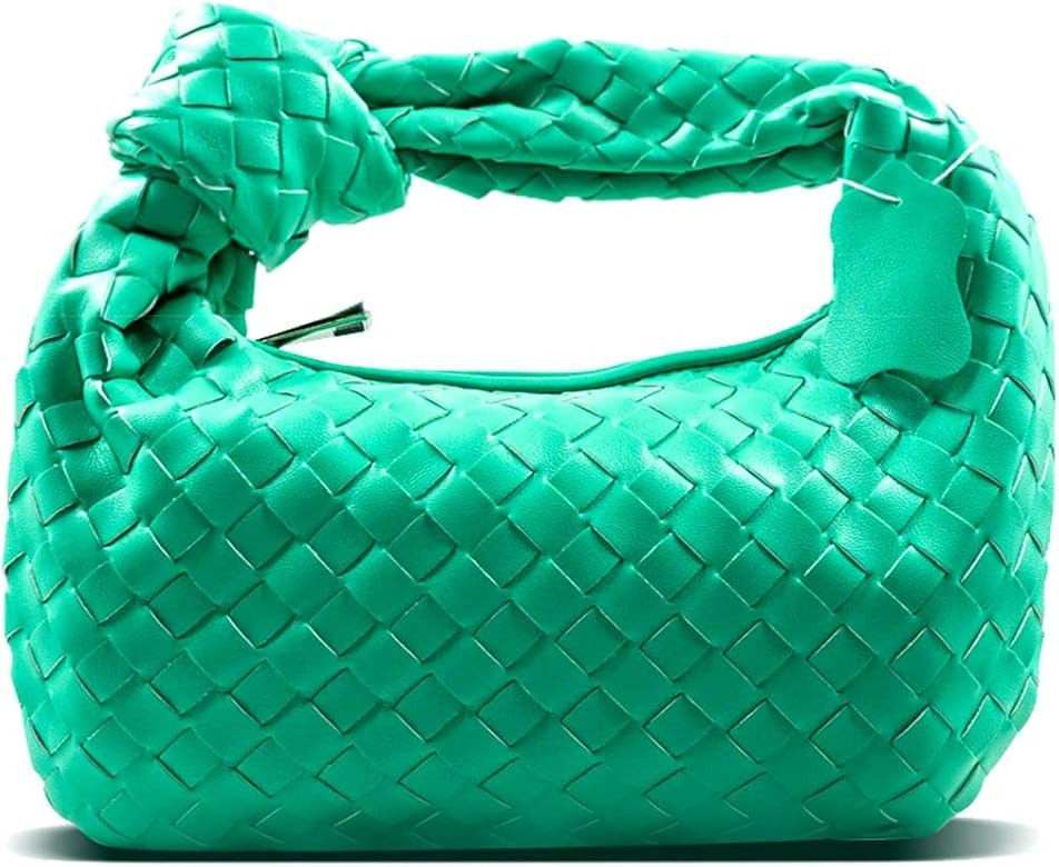 JBB Woven Handbag Bag for Women Leather Shoulder Bags Knotted Purse Soft Mini Hobo Clutch | Amazon (US)