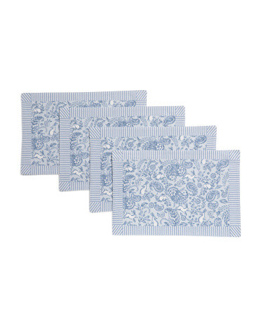 4pk Bruno Bunny Paisley Reversible Placemats | TJ Maxx