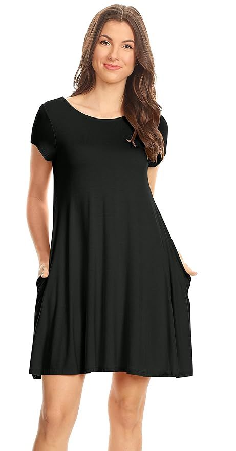 Casual T Shirt Dress for Women Flowy Tunic Dress with Pockets Reg and Plus Size - USA | Amazon (US)