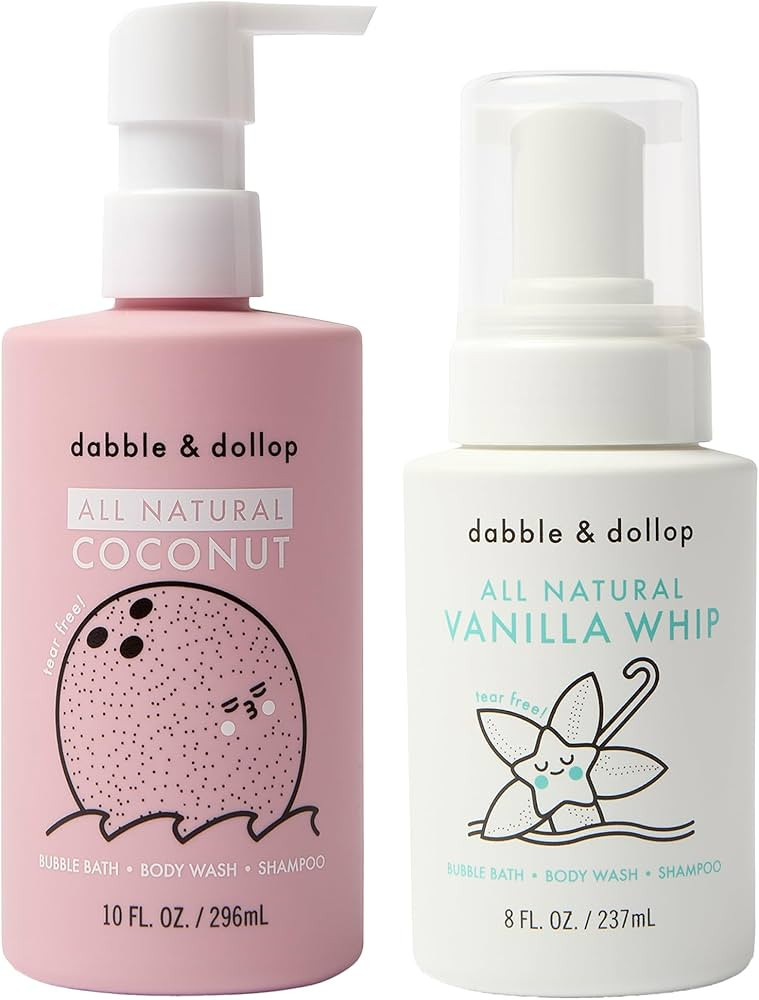 Dabble & Dollop Coconut + Vanilla Body Wash & Shampoo – 3-in-1 Natural Bubble Bath for Kids, No... | Amazon (US)