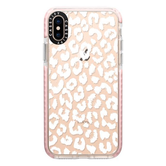 CASETiFY iPhone XS Case - White Transparent Leopard Animal Print by hyakume | Casetify