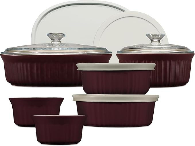CorningWare Ceramic Bakeware Set with Lids, Chip and Crack Resistant Stoneware Baking Dish, Micro... | Amazon (US)