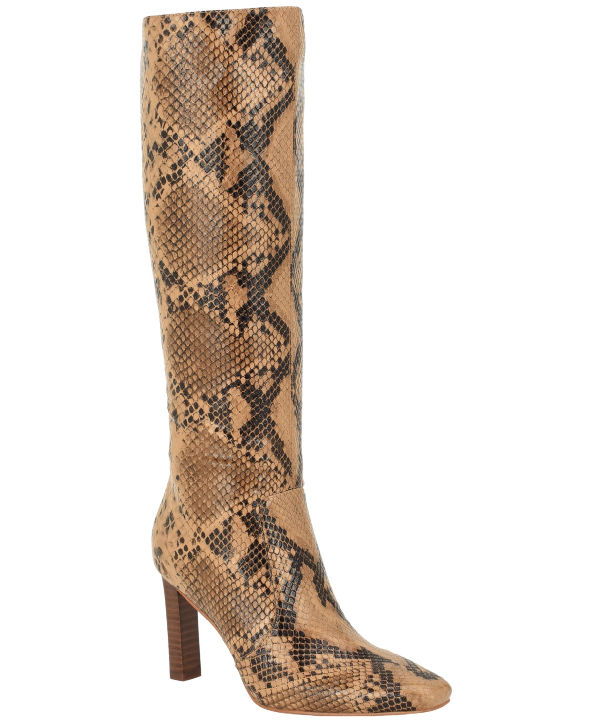 Guess Women's Hartin Tall Block Heel Dress Boots - Medium Brown Snake | Macy's