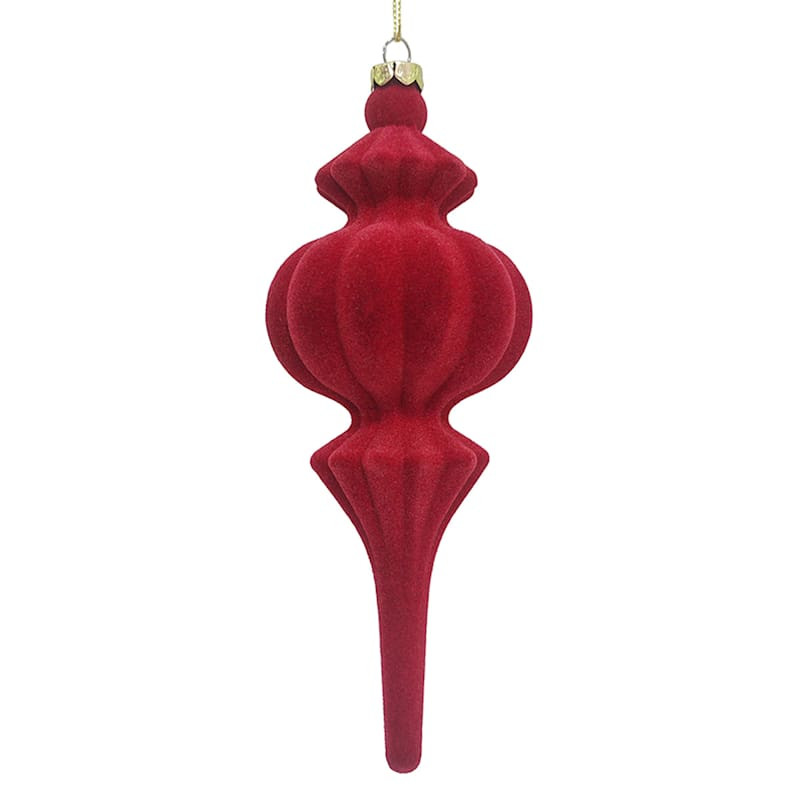 Providence Burgundy Flocked Finial Ornament, 7" | At Home