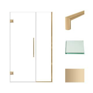 Transolid Elizabeth 47 in. W x 76 in. H Hinged Frameless Shower Door in Champagne Bronze with Cle... | The Home Depot