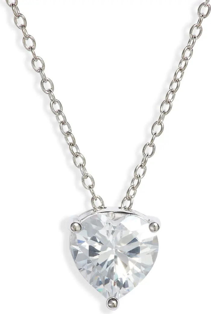 2ct tw Sterling Silver Cubic Zirconia Heart Pendant Necklace | Nordstrom