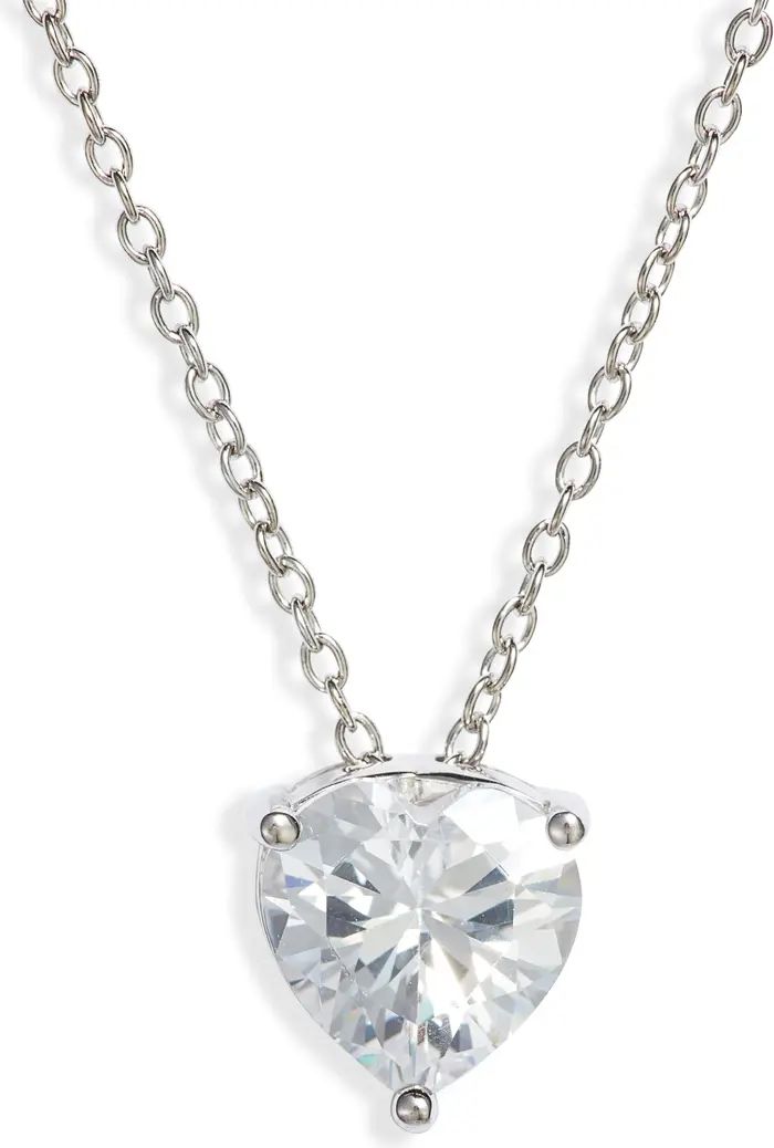 2ct tw Sterling Silver Cubic Zirconia Heart Pendant Necklace | Nordstrom