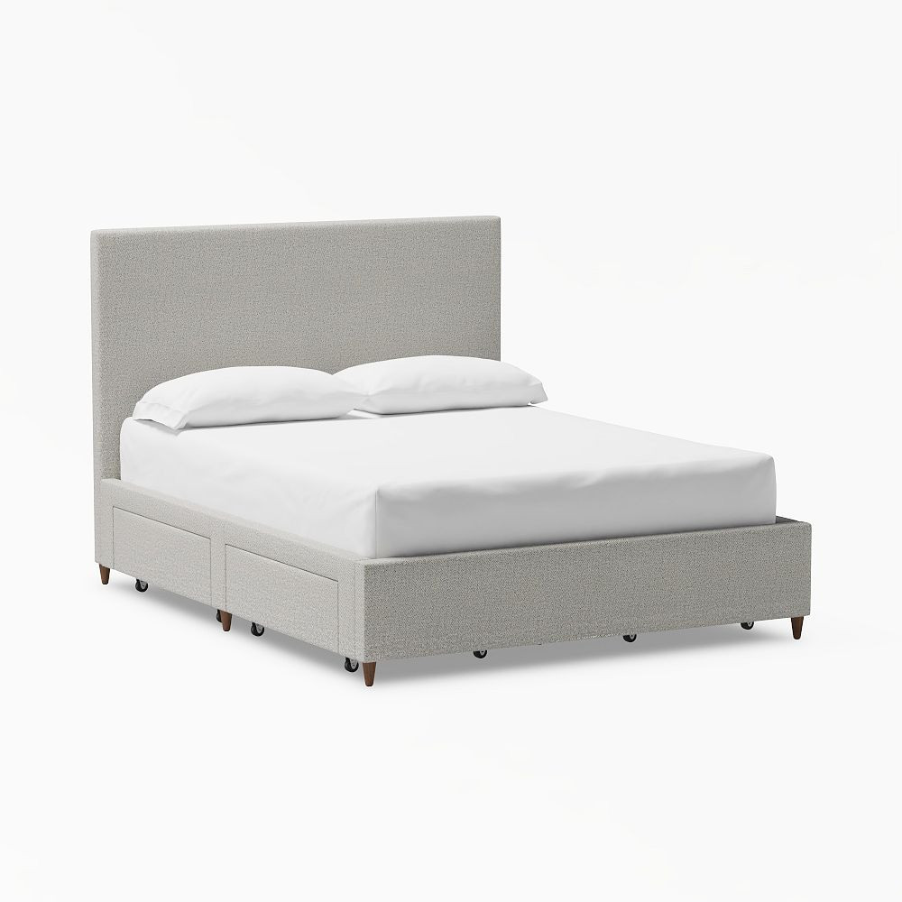 Beale Upholstered Storage Bed, Queen, Boucle Twill Gravel | Pottery Barn Teen