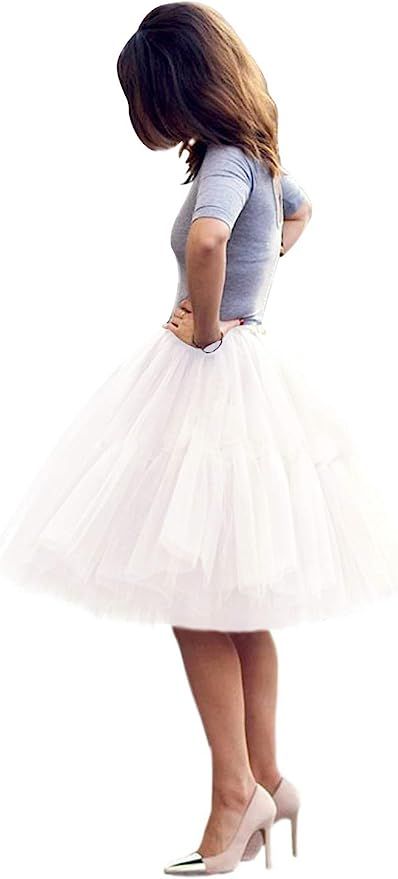 Babyonline Lady's Princess Tutu Tulle Midi Knee Length Skirt Underskirt | Amazon (US)
