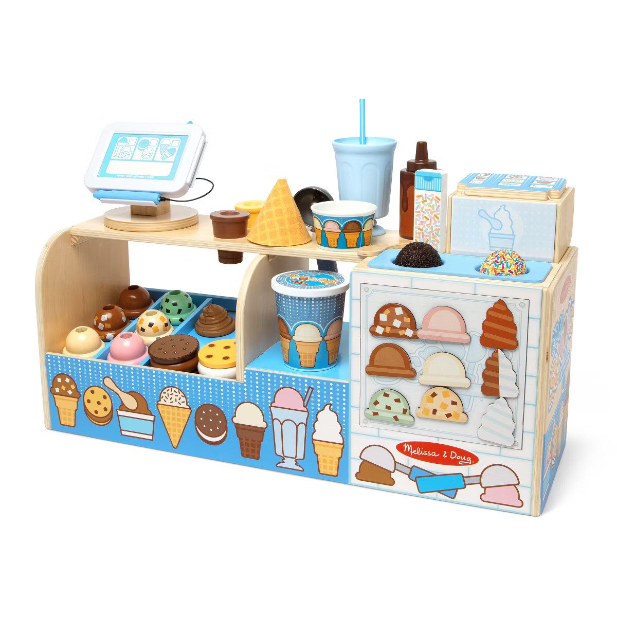 Melissa & Doug Cool Scoops Ice Creamery Wooden Counter with Play Food Preschool Toy: Creative Pla... | Target