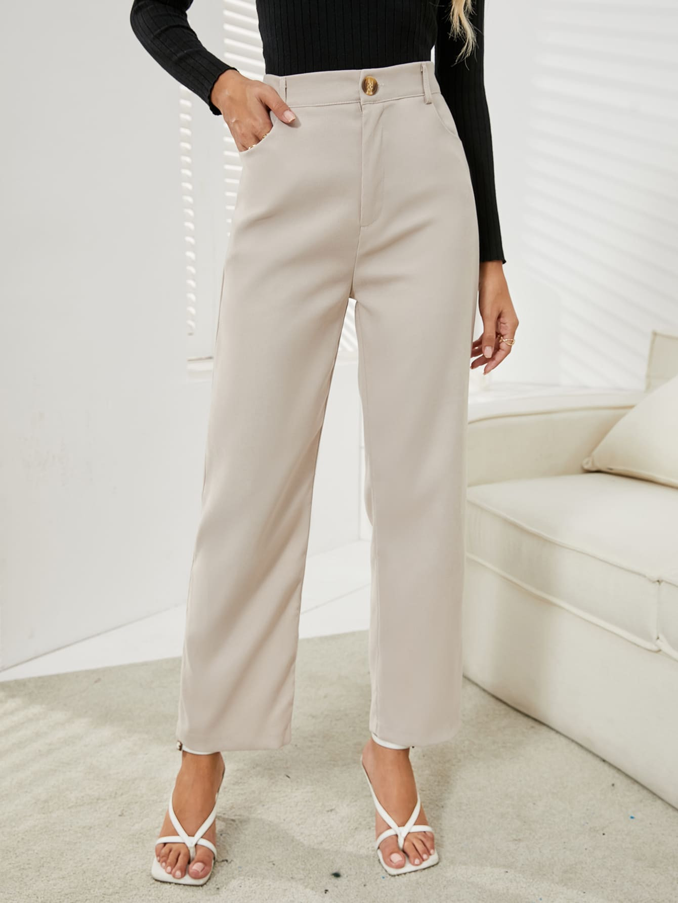 High Waist Straight Leg Pants | SHEIN